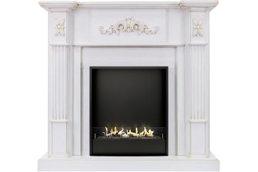 Биокамин в портале Firezo Martin Белый дуб патина золото, стандарт