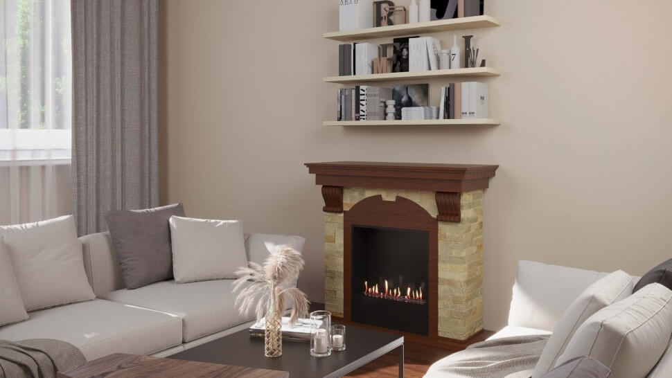 Биокамин в портале Firezo Dublin Темный дуб, Сланец, стандарт